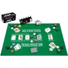 Image de Set de Poker Complet   Boîte en Métal avec Tapis, 200 Jetons, 2 Jeux de Cartes, Boutons et Règles