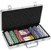 Image de Set de poker - Malette en métal argentée - 300 jetons 11,5g - Accessoires inclus - Portable - Élégant argenté