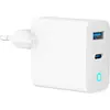 Image de Gembird Chargeur secteur - 1x USB-C + 1x USB-A 65W (Blanc) (65 W, 2 ports), Chargeur USB, Blanc
