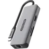 Image de Sitecom - Adaptateur multiports 6 en 1 USB-C LAN (USB-C, 6 ports), Station d’accueil + hub USB, Gris