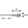 Image de Câbles intérieurs de freins Elvedes 2000mm en acier inoxydable Ø1,5mm V-Mamelon (100 pièces)