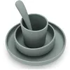 Image de Jollein Ensemble à dîner 4 pcs Vert cendre Silicone