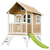 Image de AXI Cabane enfant TOM Brun Blanc avec toboggan Citron vert