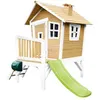 Image de AXI Cabane enfant ROBIN Brun Blanc avec toboggan Vert Citron