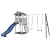 Image de AXI Structure de jeu Beach Tower Gris Blanc avec 2 balancoires et toboggan Bleu