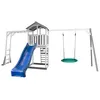 Image de AXI Structure de jeu Beach Tower Gris Blanc cadre escalade balancoire Nid Summer et Toboggan Bleu