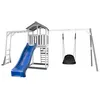 Image de AXI Structure de jeu Beach Tower Gris Blanc balancoire Nid ovale Roxy cadre escalade toboggan Bleu