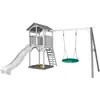 Image de AXI Structure de jeu Beach Tower avec 1 balancoire siege nid rond Blanc Gris avec Toboggan Blanc