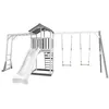 Image de AXI Structure de jeu Beach Tower Blanc Gris avec cadre d'escalade et 2 balancoires et toboggan Blanc