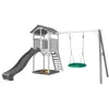 Image de AXI Structure de jeu Beach Tower avec 1 balancoire siege nid rond Blanc Gris avec Toboggan Gris