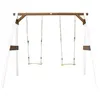 Image de AXI Portique double 2 balancoires en bois Blanc Marron 160x254x207cm