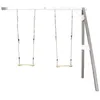 Image de AXI Portique mural en bois Gris Blanc 2 balançoires 160x244x207cm