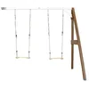 Image de AXI Portique mural en bois Marron Blanc 2 balançoires 160x244x207cm