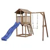 Image de AXI Beach Tower avec Balancoire Simple Marron Toboggan Bleu