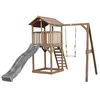 Image de AXI Beach Tower avec Balancoire Simple Marron Toboggan Gris