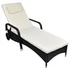 Image de Chaise longue vidaxl L. 198 cm beige H. 30 cm en resine tressee non empilable non pliable