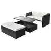 Image de Salon de jardin 4 pcs avec coussins Résine tressée Noir