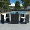 Image de Ensemble de bistrot 3 pcs avec coussins Résine tressée Noir