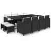 Image de Salon de jardin Vidaxl rotin noir 13 pieces 225.0 x 109 x 74 12 personnes