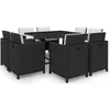 Image de Salon de jardin vidaxl noir 9 pieces 8 personnes 109.0 x 109 x 74 cm resine tressee
