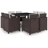 Image de Salon de jardin Vidaxl rotin beige 5 pieces 8 personnes