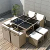 Image de Salon de jardin encastrable en rotin - Beige - 109 x 109 x 74 cm