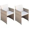 Image de Lot de 2 chaise vidaxl exterieur non pliable en resine tressee H. 85 cm beige