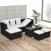 Image de Salon de jardin 4 pcs avec coussins Résine tressée Noir