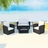 Image de Salon de jardin 4 pcs avec coussins Résine tressée Noir