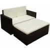 Image de Salon de jardin 2 pcs avec coussins Résine tressée Marron