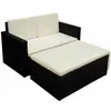 Image de vidaXL Salon de jardin 2 pcs avec coussins Résine tressée Noir