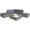 Image de Salon de jardin avec coussins 6 pcs résine tressée gris