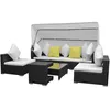 Image de Salon de jardin modulable vidaxl resine tressee 6 personnes 7 pieces
