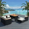 Image de Salon de jardin modulable vidaxl 10 personnes noir resine tressee x 69.5 x 57.5 cm 10 pieces