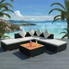 Image de Salon de jardin 6 pcs avec coussins résine tressée noir