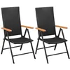 Image de Chaises empilables de jardin lot de 2 Résine tressée Noir