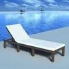 Image de Chaise longue vidaxl H. 22 cm beige L. 60 cm en resine tressee non empilable non pliable