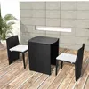 Image de Ensemble de bistro 3 pcs avec coussins résine tressée noir
