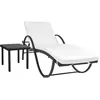 Image de Chaise longue vidaxl H. 40 cm L. 193 cm en resine tressee noir non pliable