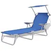 Image de Chaise longue vidaxl L. 58 cm en acier H. 27 cm bleu pliable