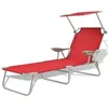 Image de Chaise longue vidaxl en acier rouge L. 58 cm H. 27 cm non empilable pliable