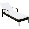 Image de Chaise longue vidaxl beige H. 52 cm L. 68 cm en resine tressee non pliable