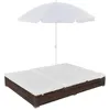 Image de Chaise longue vidaxl en resine tressee H. 190 cm marron L. 197 cm empilable non pliable