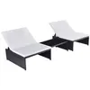 Image de Ensemble de salon de jardin - vidaXL - 43069 - 2 chaises inclinables - table basse - résine tressée noire