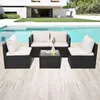 Image de Salon de jardin modulable Vidaxl resine tressee noir 5 pieces 60 x 50 x 60 4 personnes