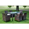 Image de vidaXL Mobilier à dîner jardin 7 pcs et coussins Résine tressée Marron
