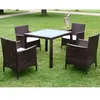 Image de vidaXL Mobilier à dîner jardin 5 pcs et coussins Résine tressée Marron