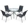 Image de Salon de jardin Vidaxl noir acier 4 personnes 80.0 x 71 cm 5 pieces