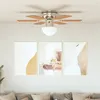 Image de vidaXL Ventilateur de Plafond Orné avec Lumière Marron Clair Plafonnier Lampe