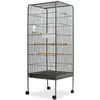 Image de Cage à oiseaux - vidaXL - Noir - 54 x 54 x 146 cm - Acier - 4 perchoirs en bois